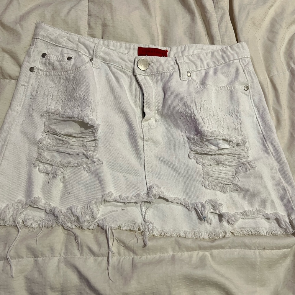 White jean skirt